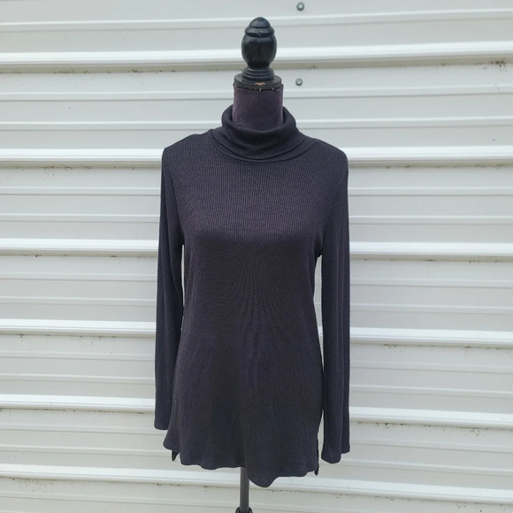 Apt. 9 Women's Black Ribbed Turtleneck Long Sleeve Stretch Women's M - Picture 1 of 12